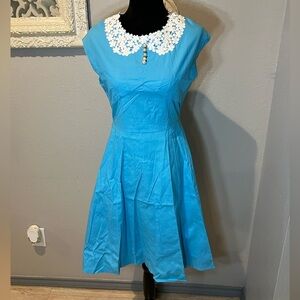 1950’s 1960’s style aqua blue dress